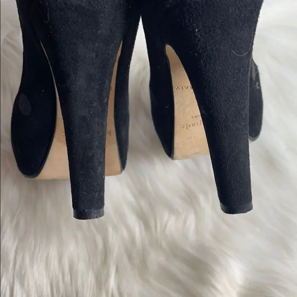 Kate Spade Loire‎ Black Dotted Suede Heels Sz 8